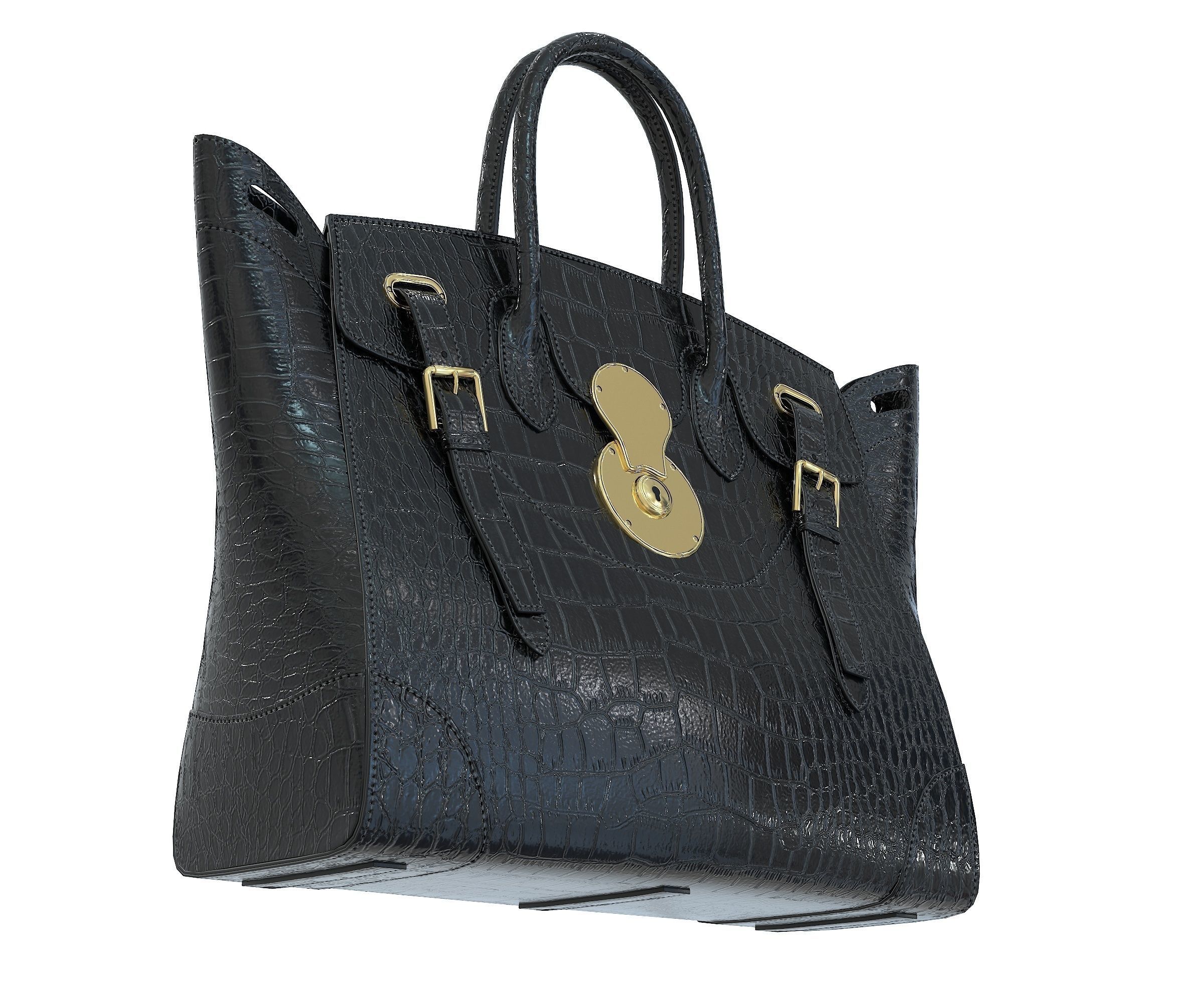 Ralph Lauren Ricky Bag Black Crocodile Low-poly 3D model_1