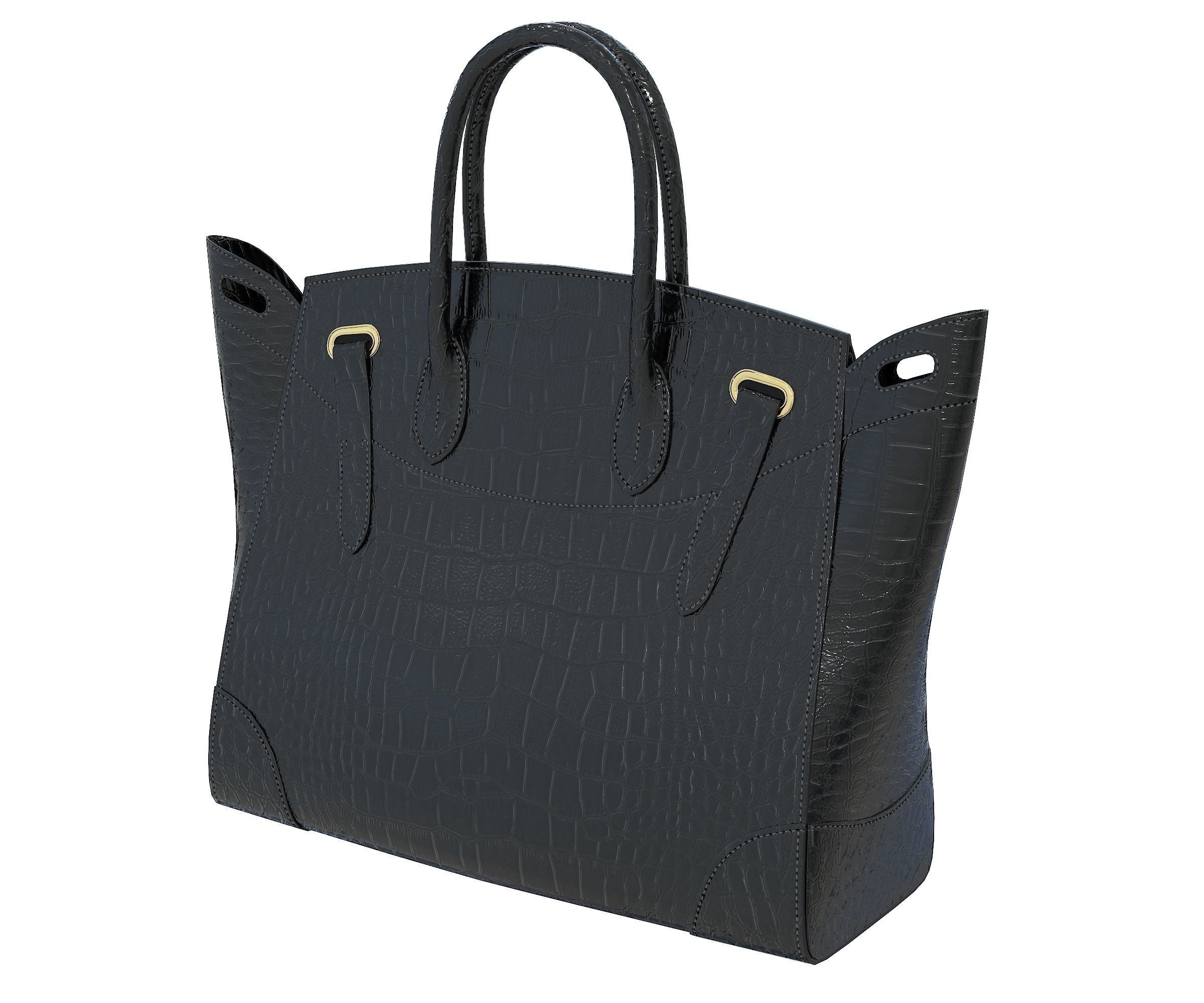 Ralph Lauren Ricky Bag Black Crocodile Low-poly 3D model_2