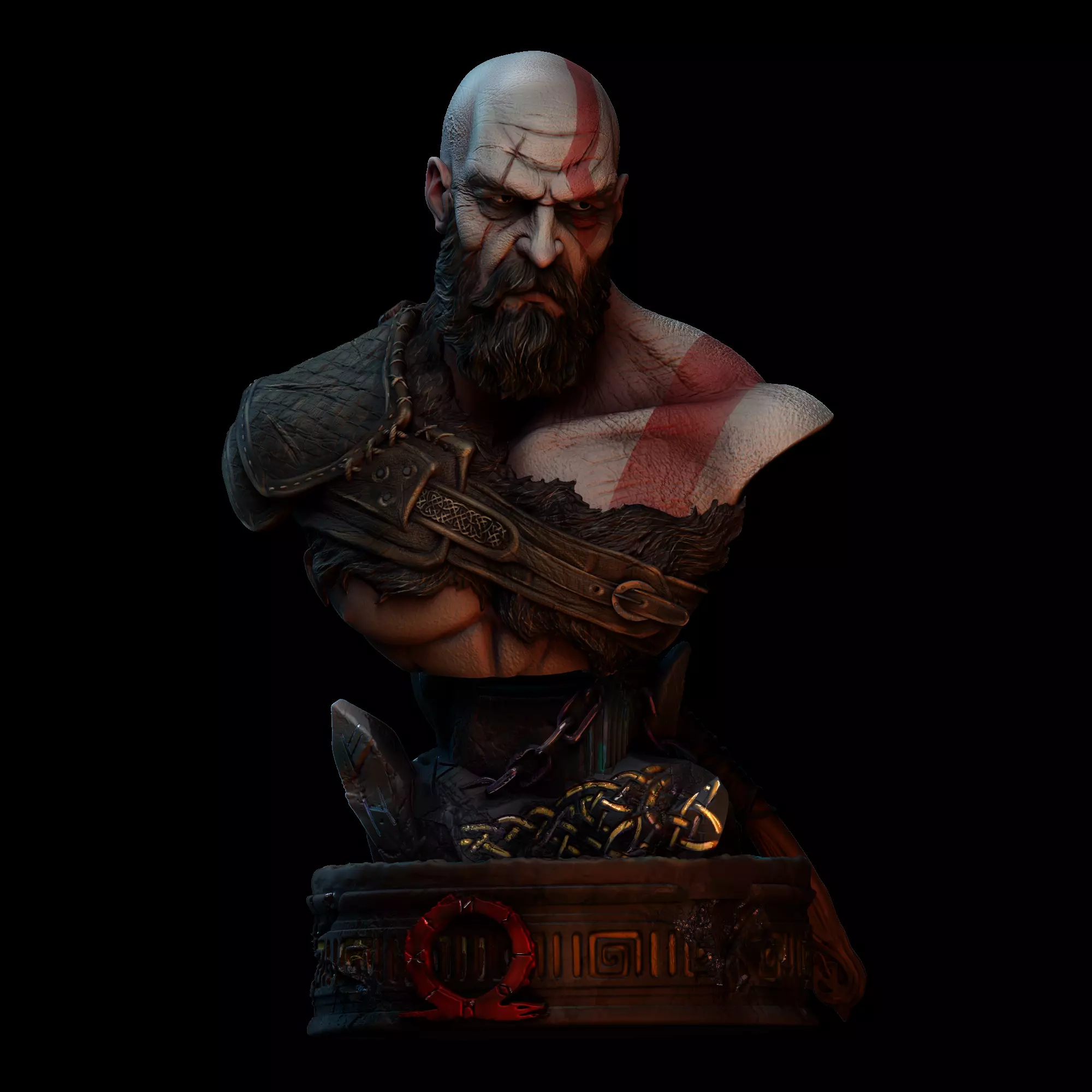 KRATOS - GOD OF WAR BUST - HIGH DETAIL 3D PRINT MODEL 3D print model