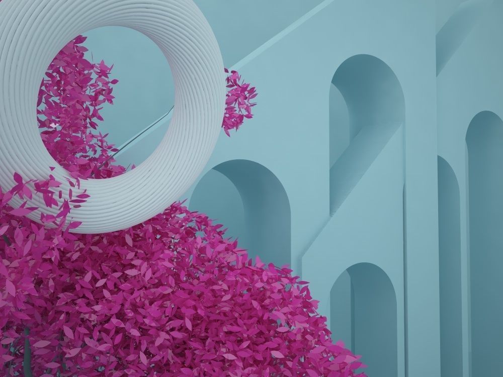 Abstract bedroom bedding set in the minimalistic garden 3D model_5