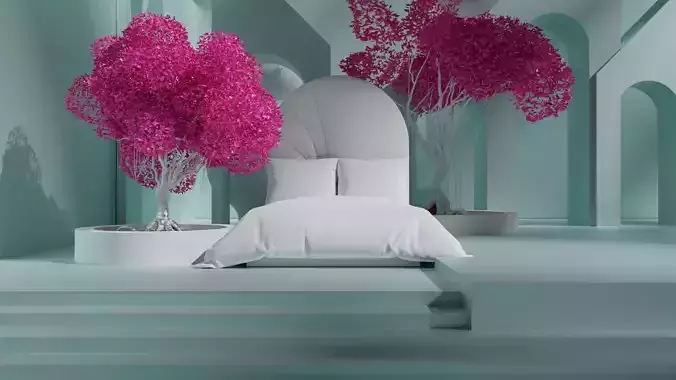 Abstract bedroom bedding set in the minimalistic garden 
