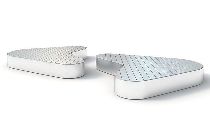 Outdoor Metal Wood Bench 001 3D model
