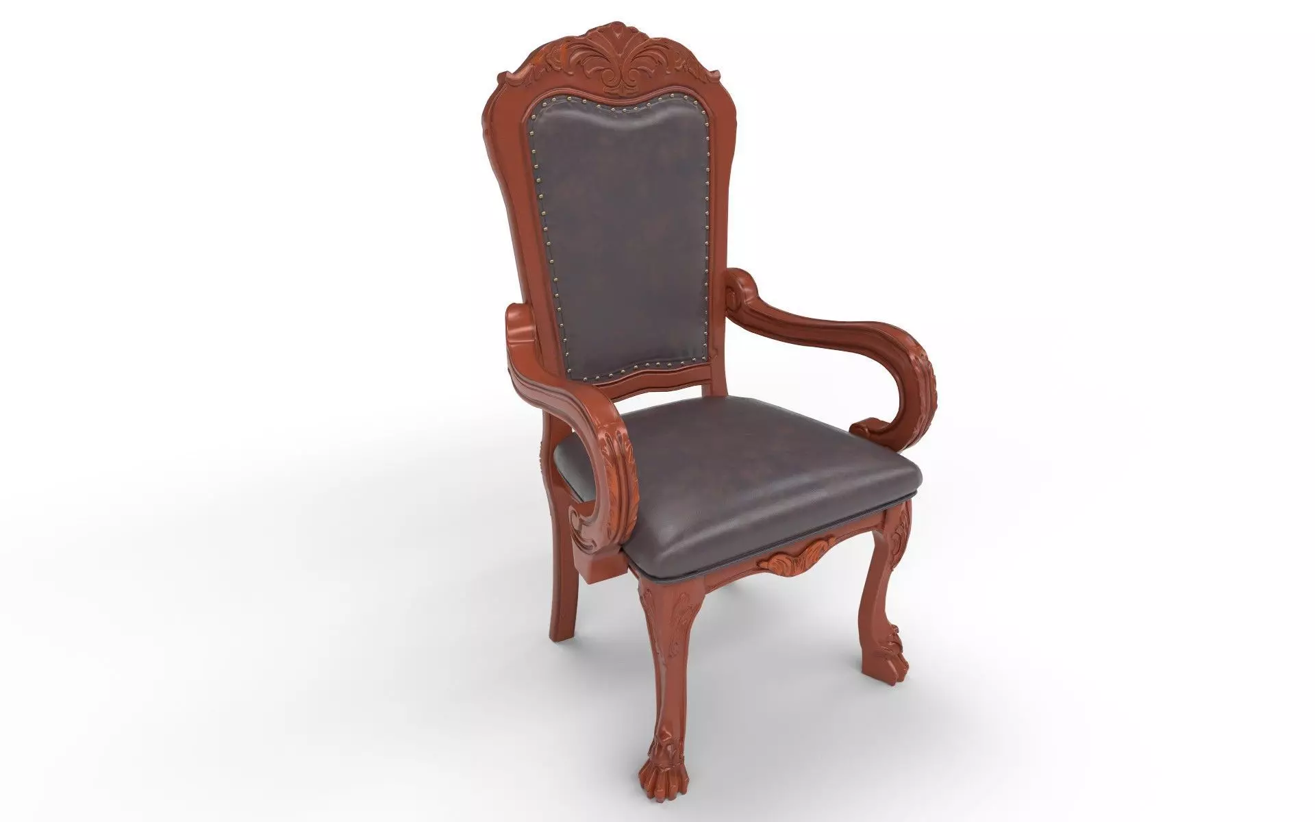 Antique Chair Low-poly 3D model_0