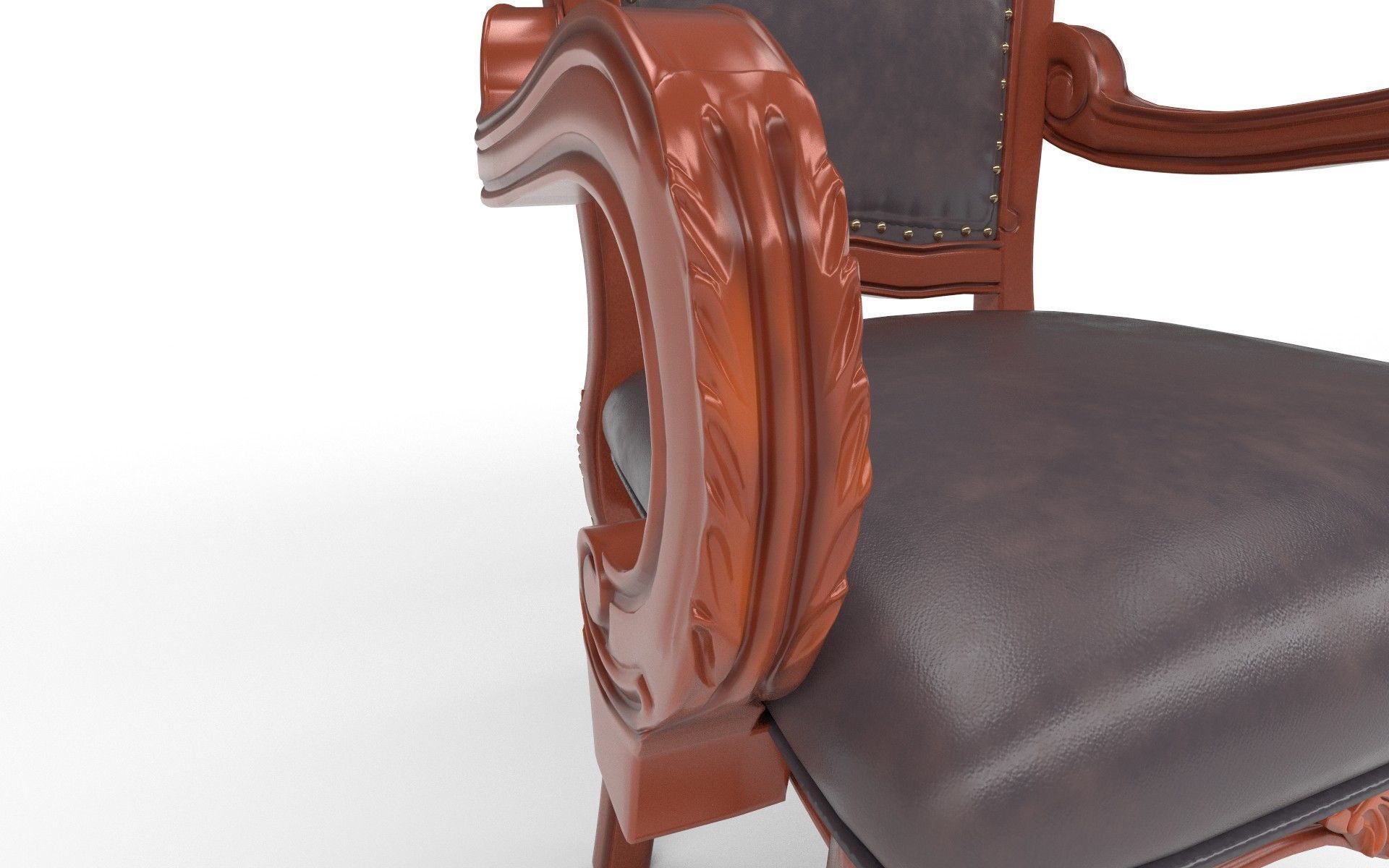 Antique Chair Low-poly 3D model_8