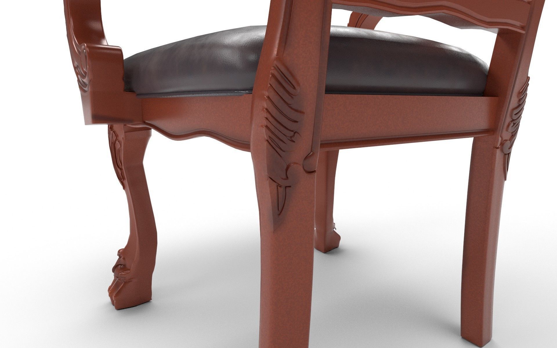 Antique Chair Low-poly 3D model_10