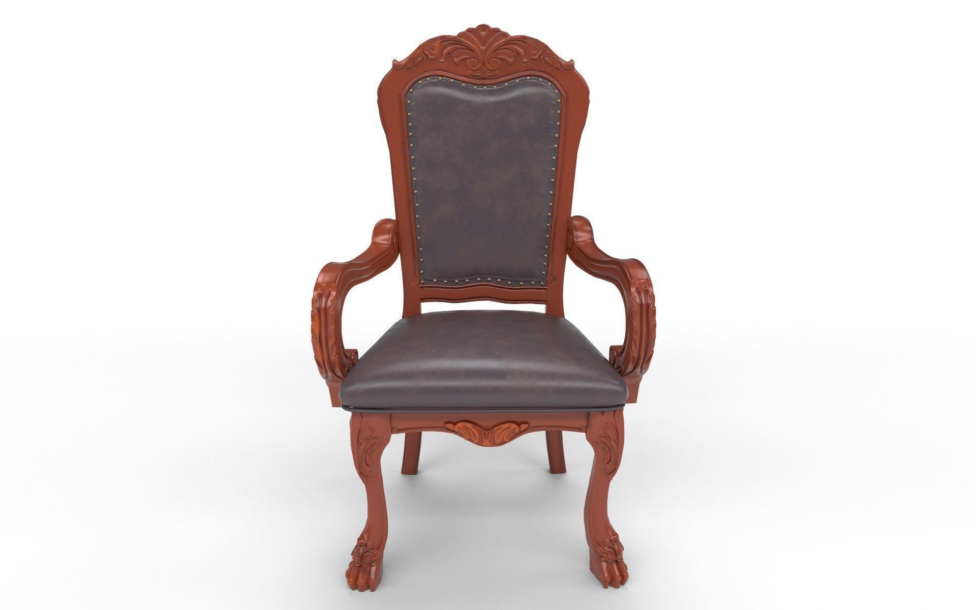 Antique Chair Low-poly 3D model_3