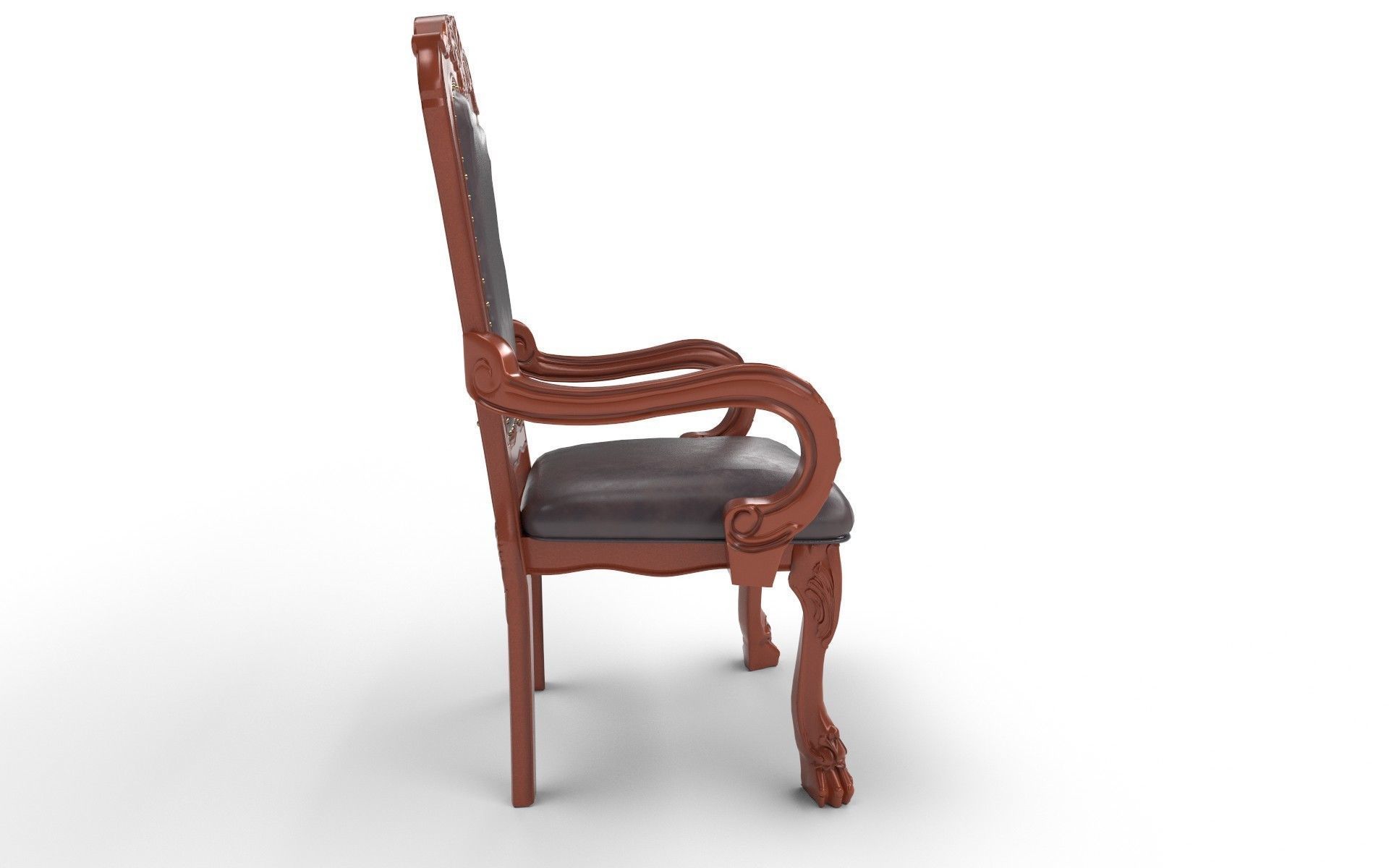 Antique Chair Low-poly 3D model_6