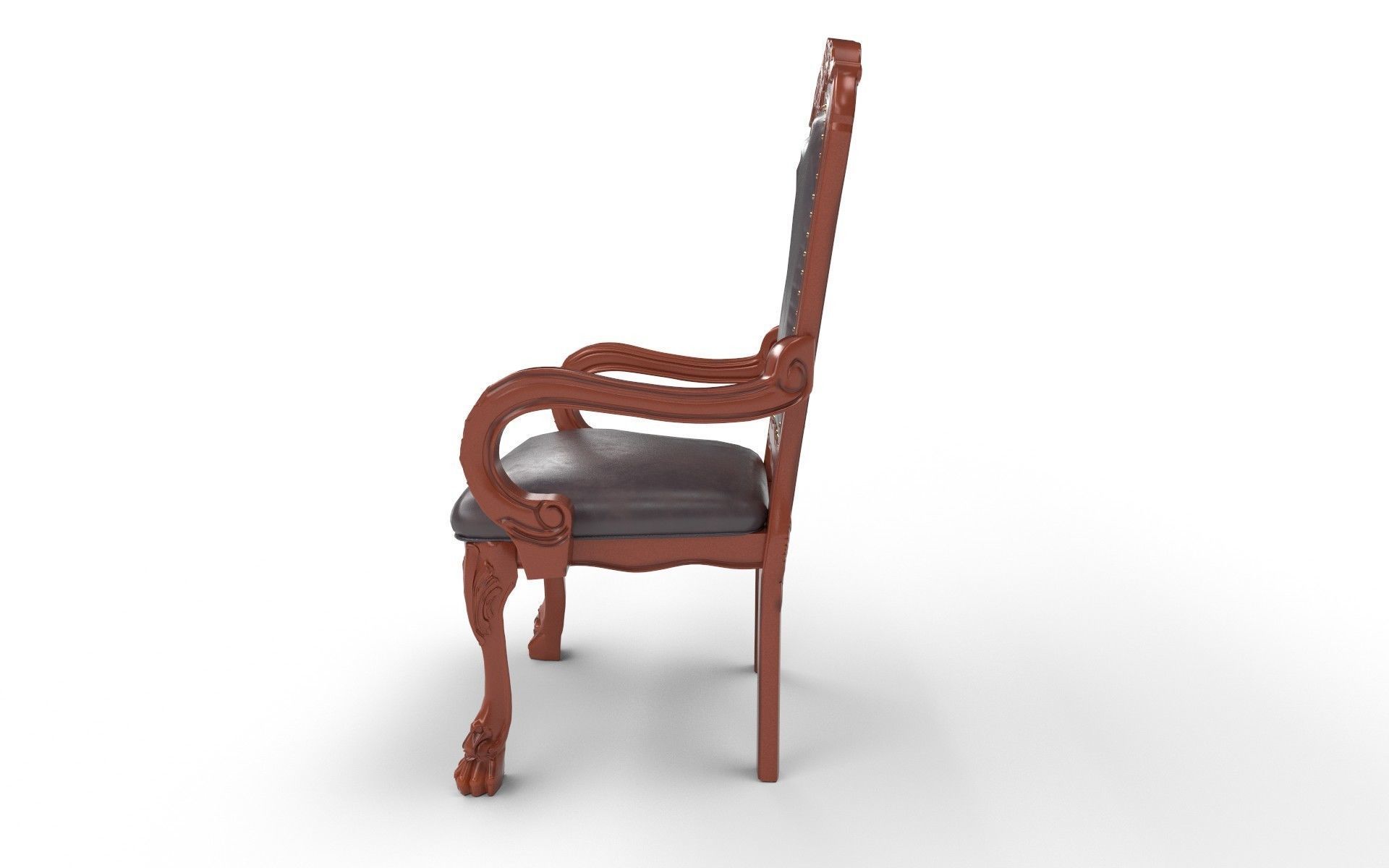 Antique Chair Low-poly 3D model_4