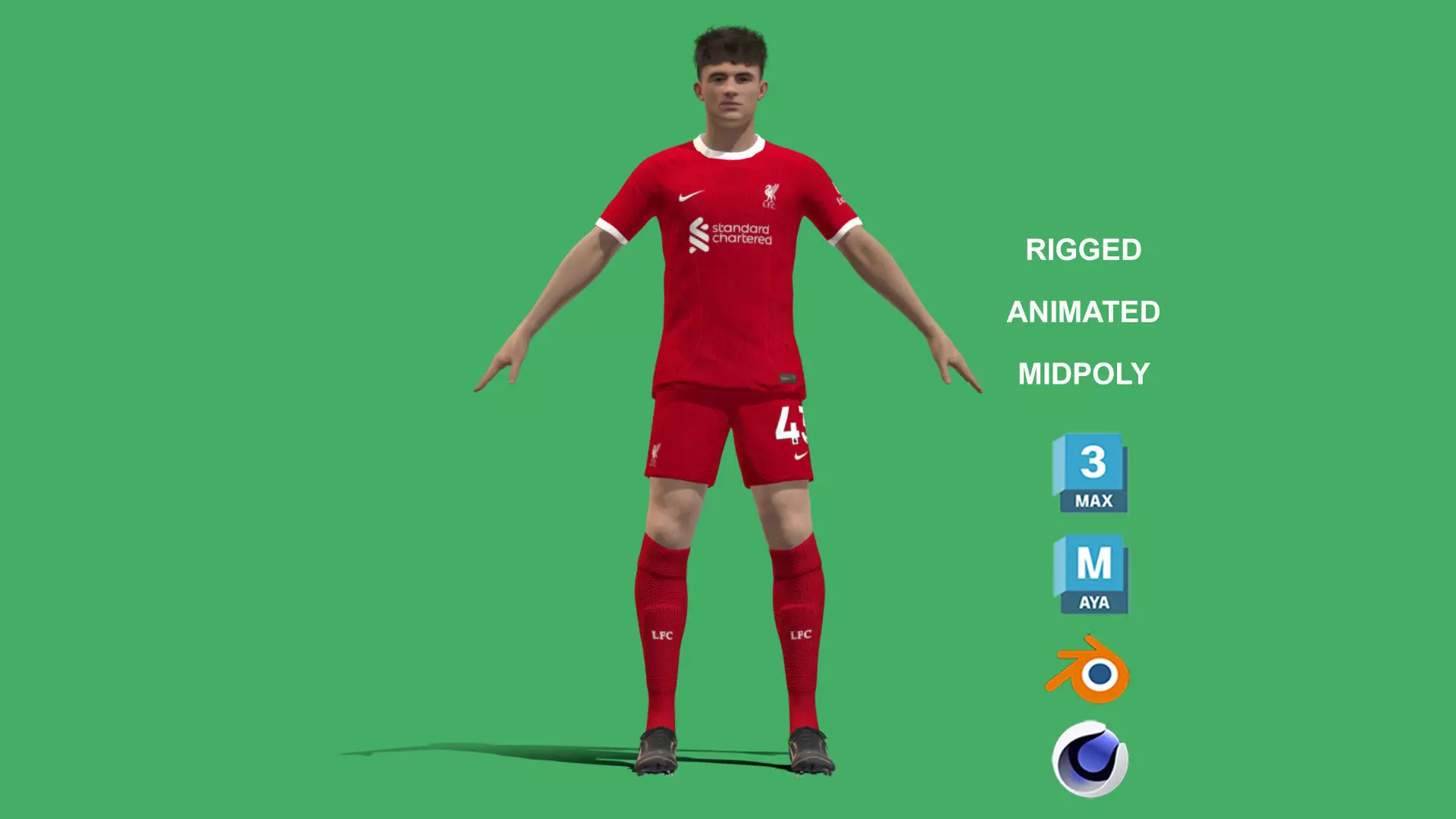 3D Rigged Stefan Bajcetic Liverpool 2024 3D model