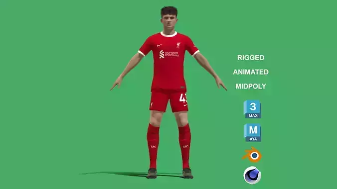 3D Rigged Stefan Bajcetic Liverpool 2024 3D model