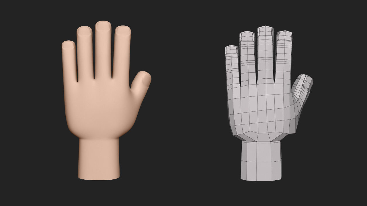 Hand Human Low-poly 3D model_3