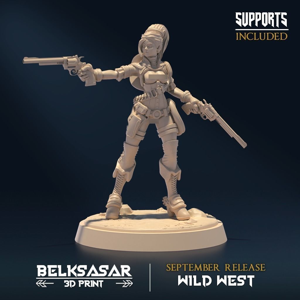 Gunslinger Nude Set x5 3D print model_1