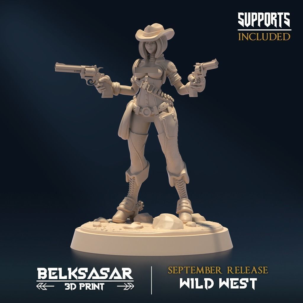 Gunslinger Nude Set x5 3D print model_4