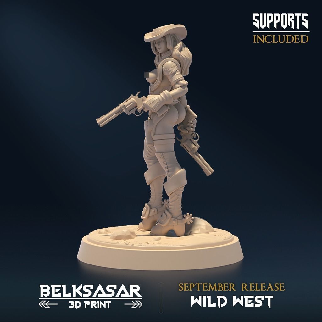 Gunslinger Nude Set x5 3D print model_3