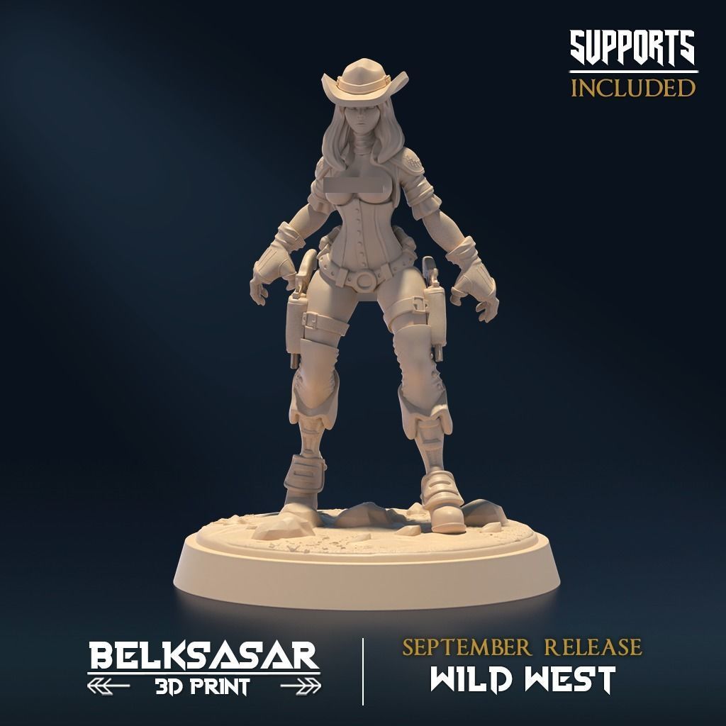 Gunslinger Nude Set x5 3D print model_5