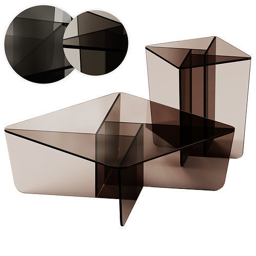Oki Glass Side and Coffee Table 3D model