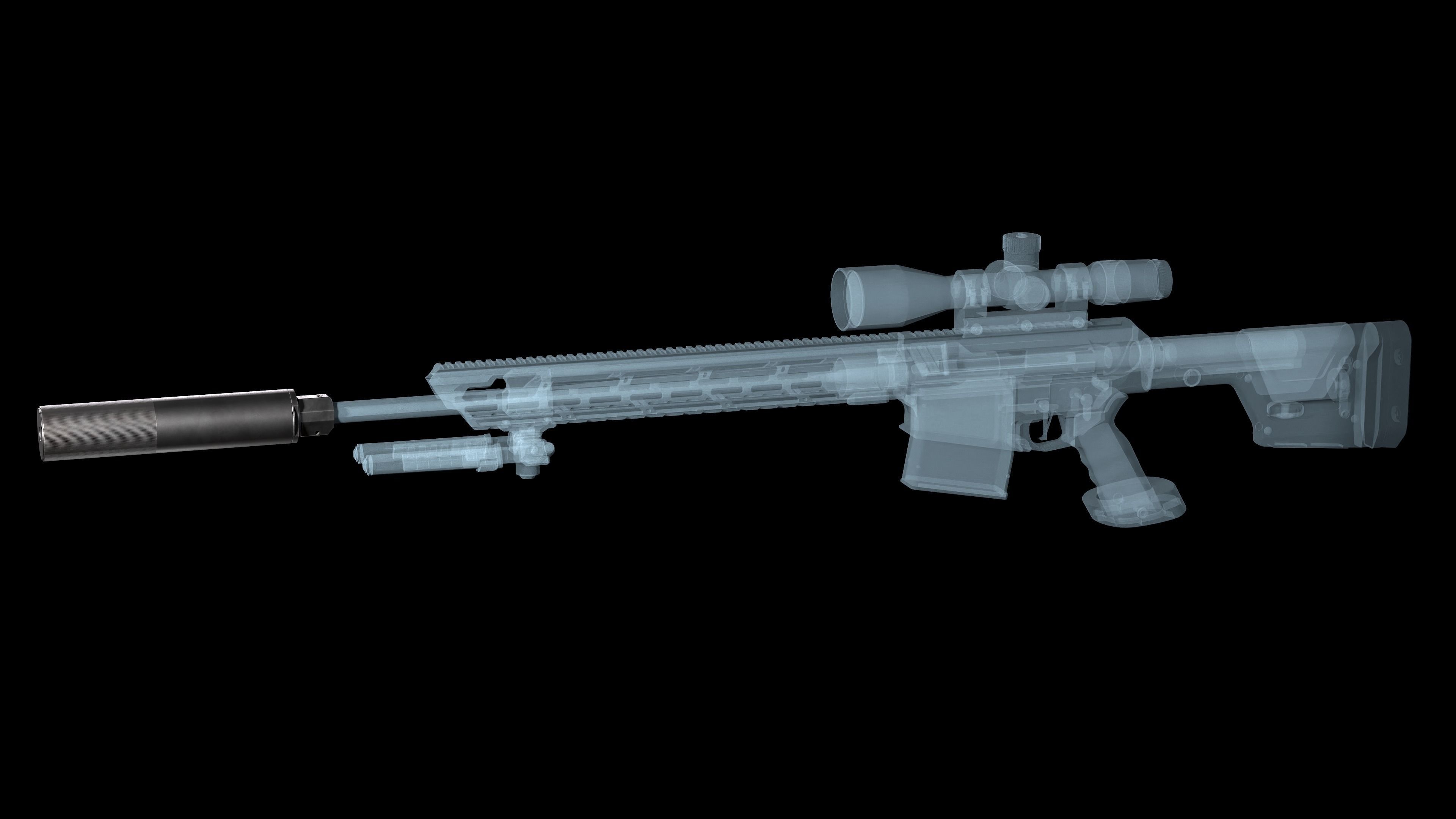 Accuracy International Tactical  Sound Moderator 338 Low-poly 3D model_2
