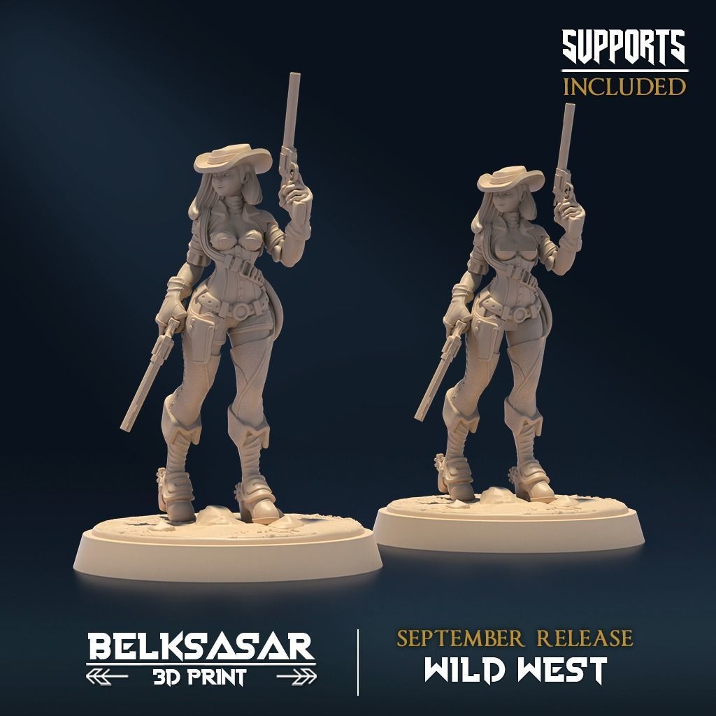 Gunslinger Nude and Normal Set x5 3D print model_2