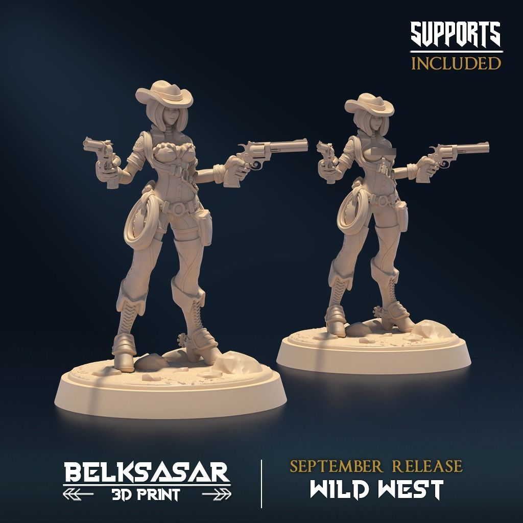 Gunslinger Nude and Normal Set x5 3D print model_4