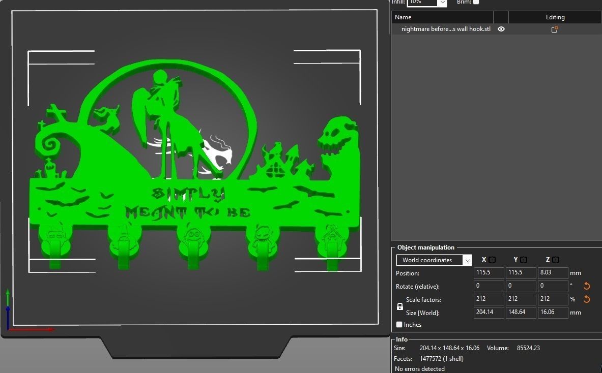 nightmare before christmas wall hook 3D print model_3