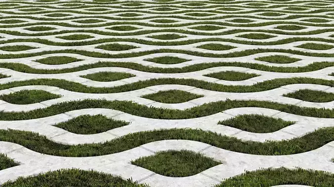 Wavy Grass Paver 3D model
