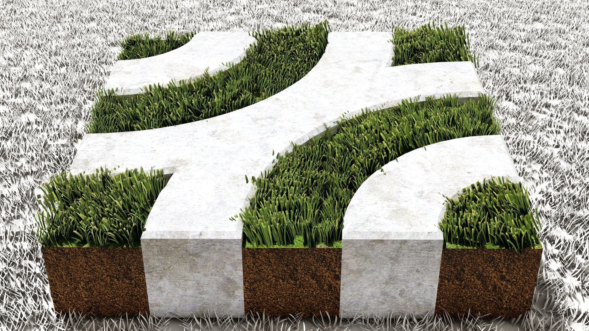 Wavy Grass Paver 3D model_2