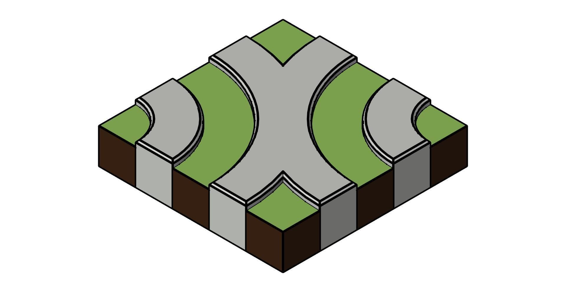 Wavy Grass Paver 3D model_3