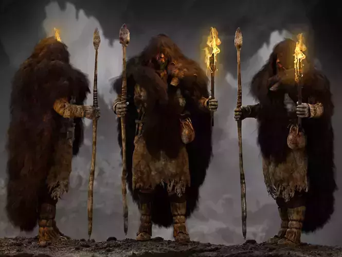 Ancient Cave Hunter Low-poly 3D model