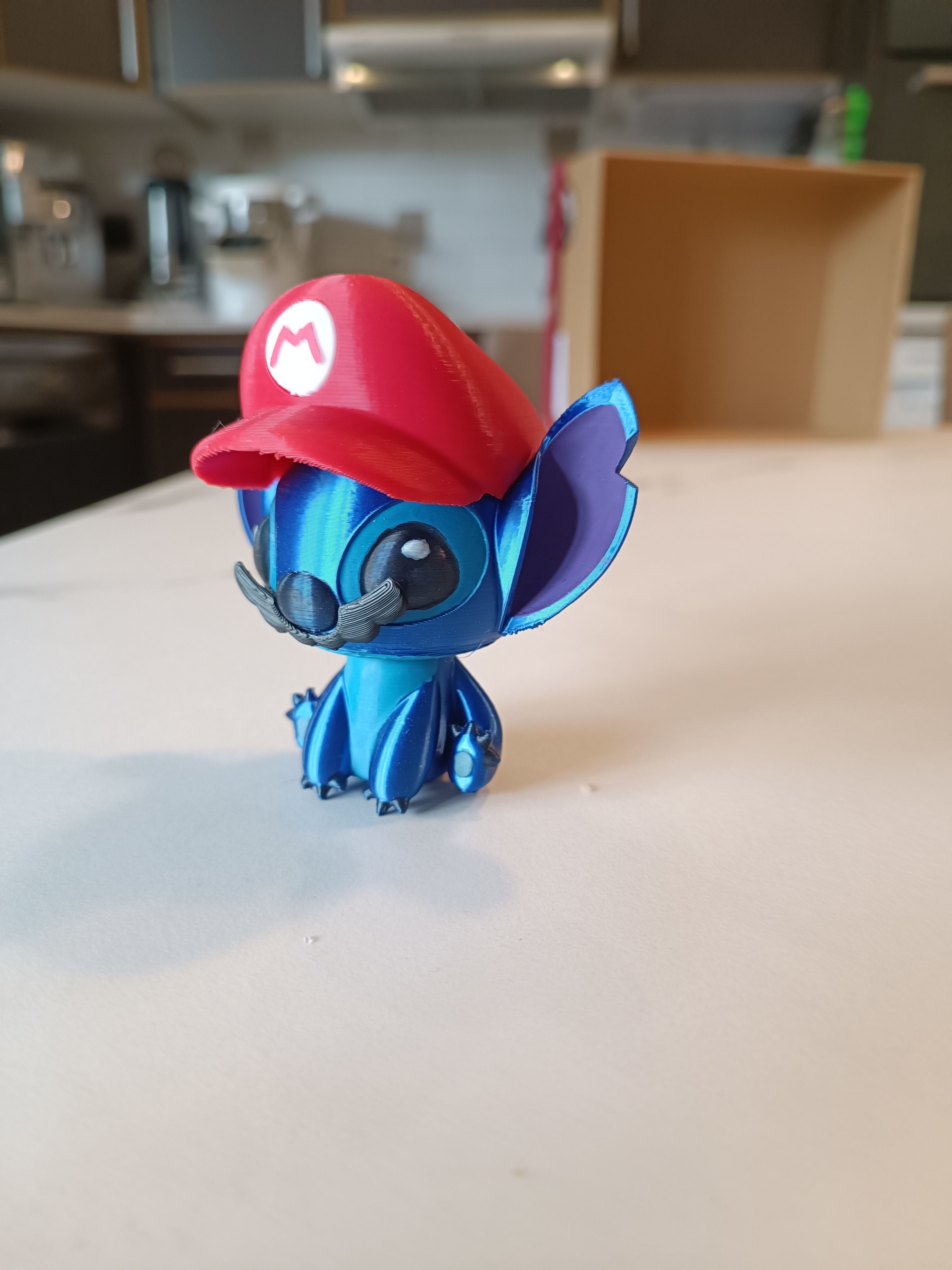 Stitch dressed as Mario 3D print model_1