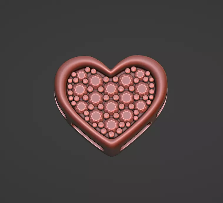 Heart necklace with diamonds 3D print model_0