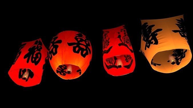 Chinese sky lantern 3D model