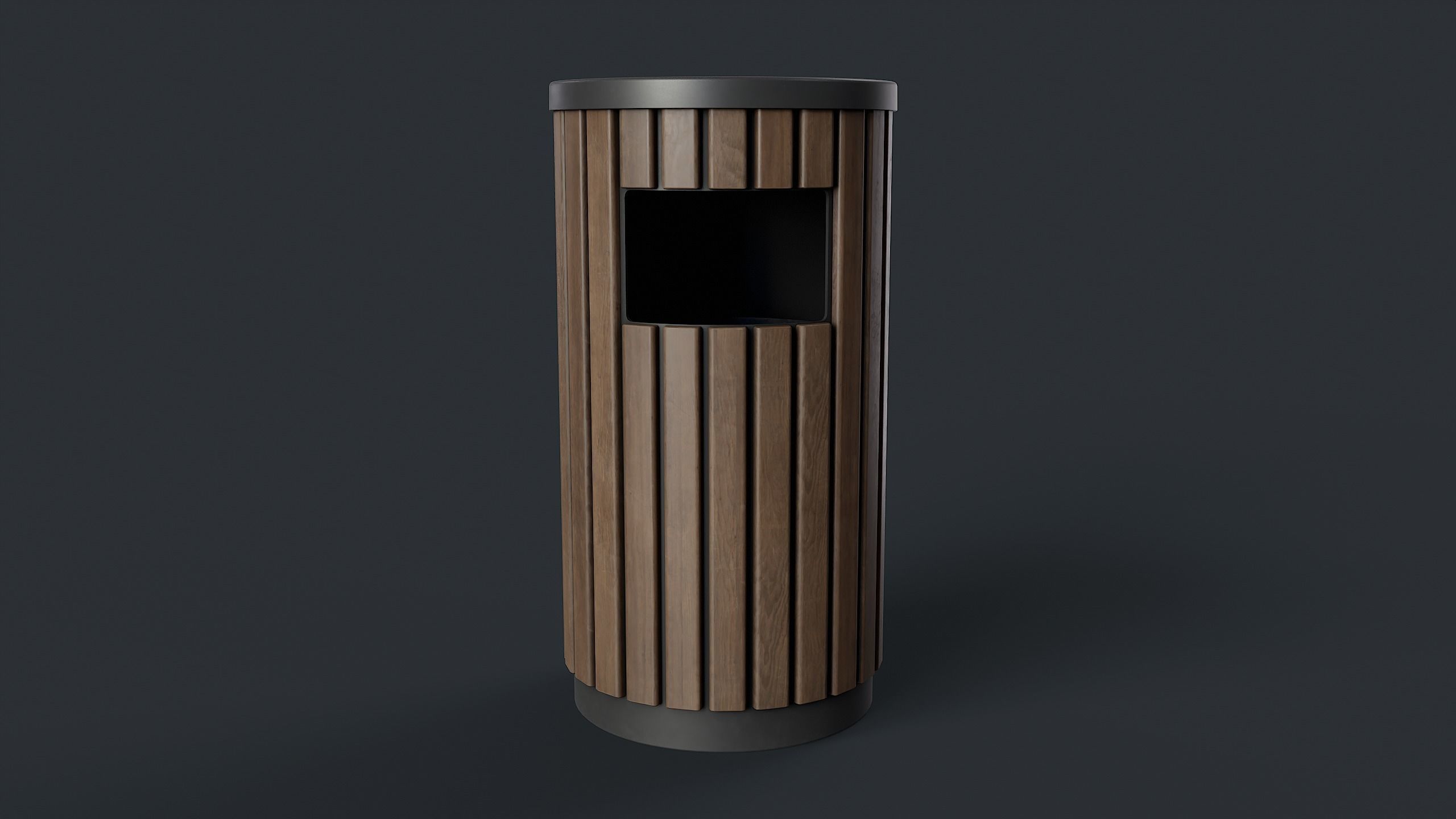 Street Trash Can 41 PBR Game Ready  Low-poly 3D model_5