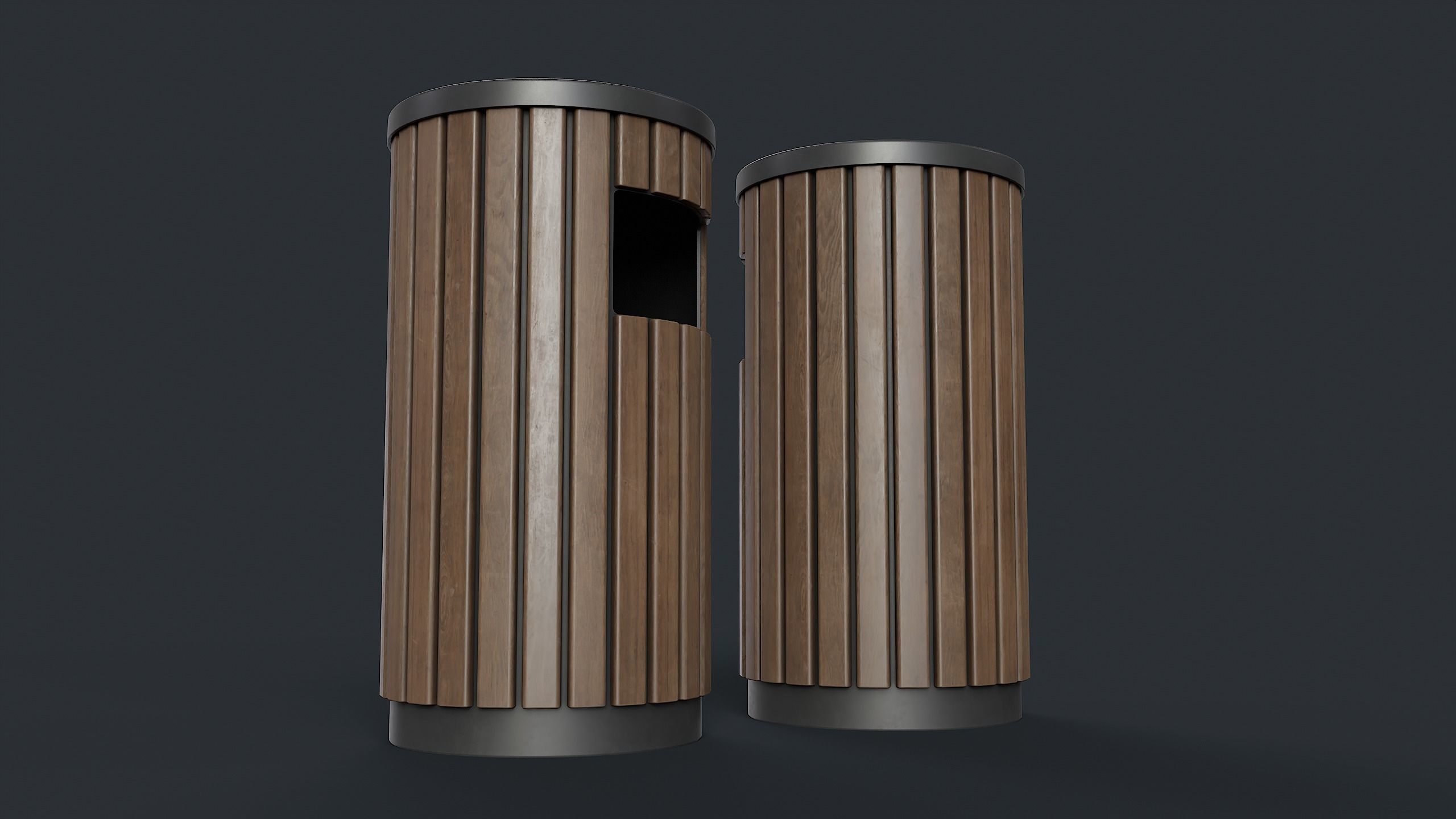Street Trash Can 41 PBR Game Ready  Low-poly 3D model_2