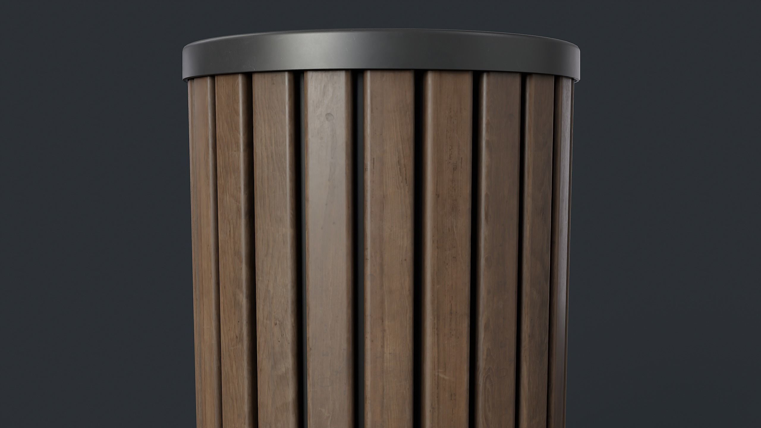 Street Trash Can 41 PBR Game Ready  Low-poly 3D model_12