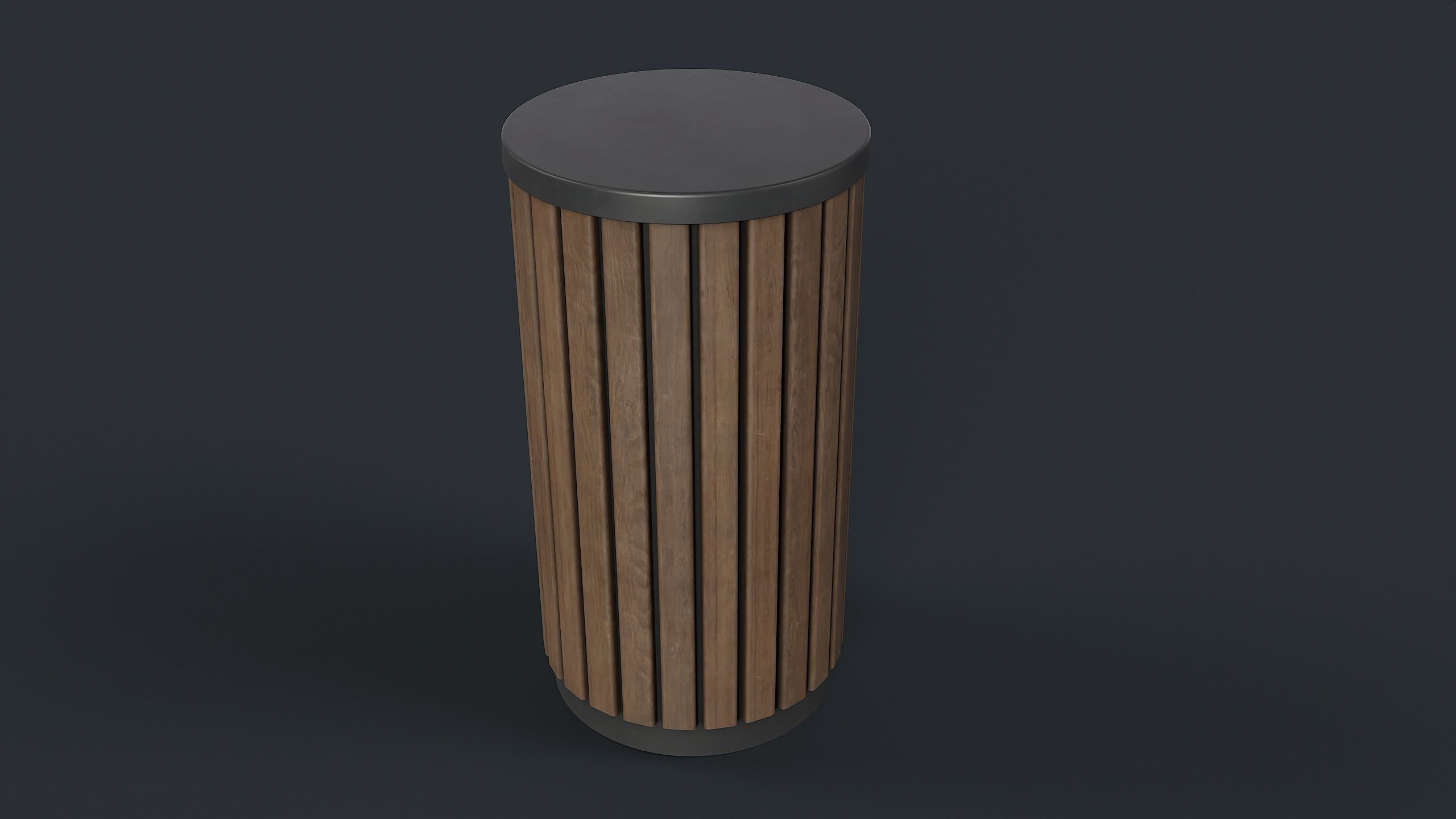Street Trash Can 41 PBR Game Ready  Low-poly 3D model_7