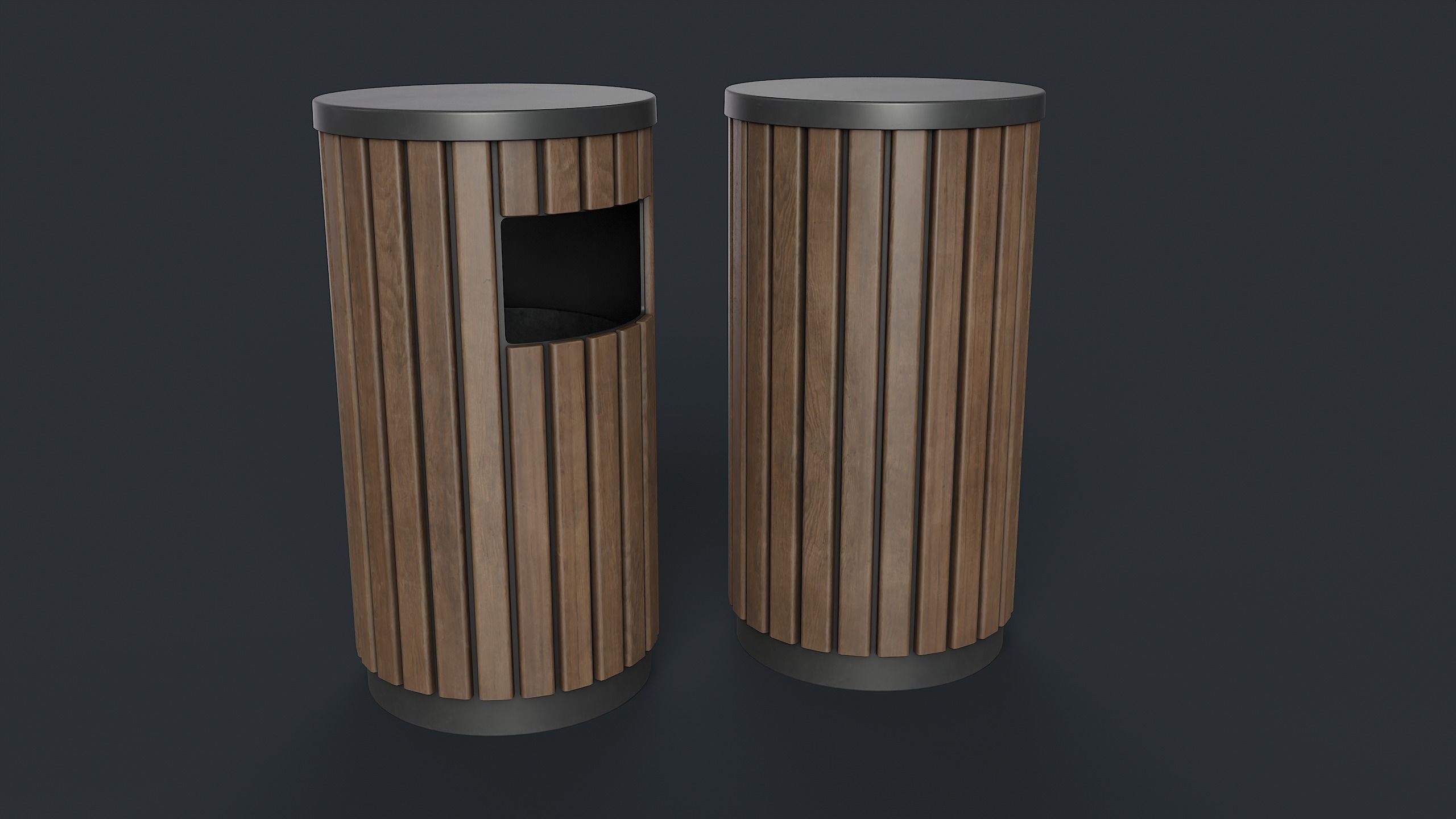 Street Trash Can 41 PBR Game Ready  Low-poly 3D model_1