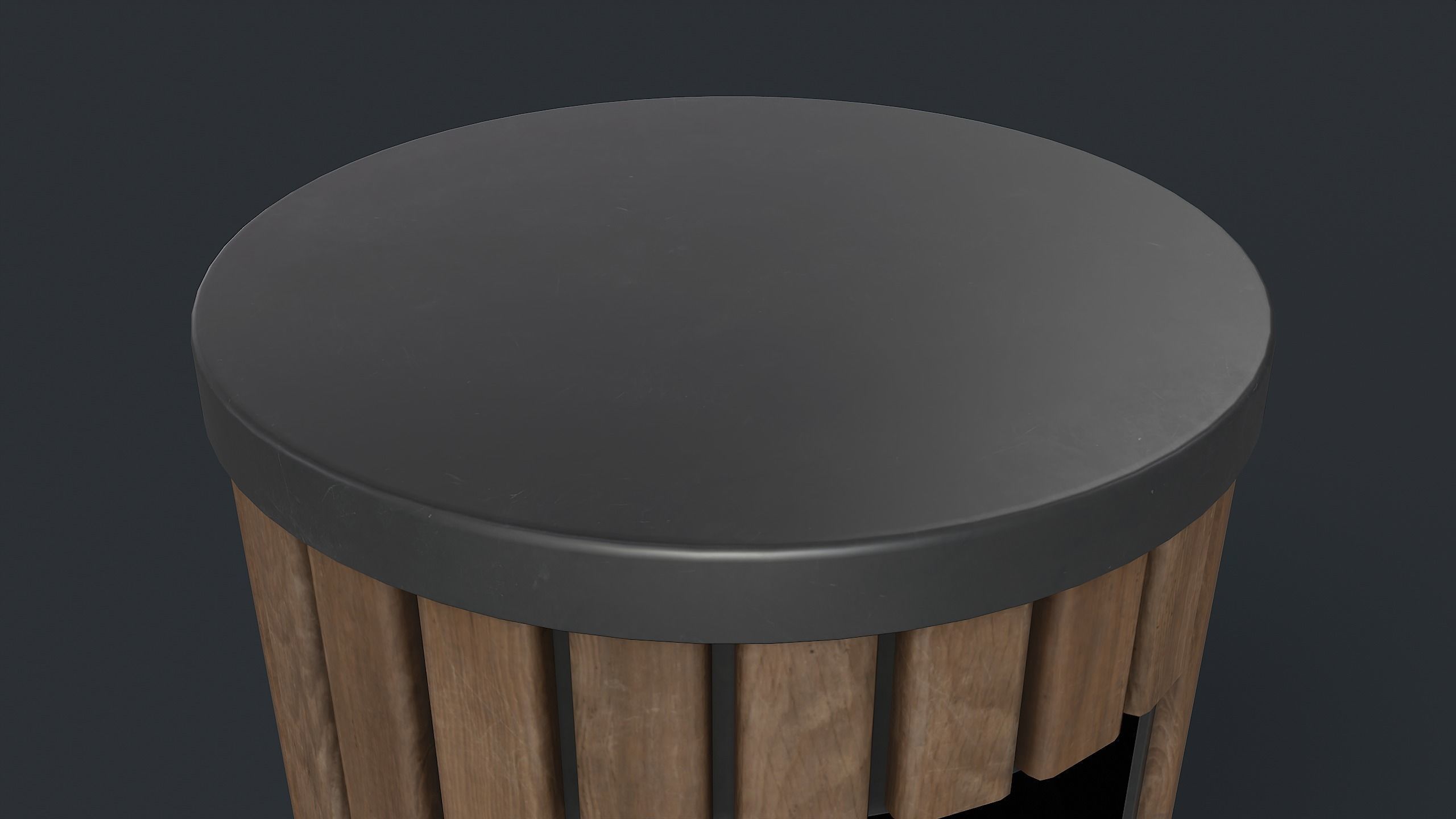 Street Trash Can 41 PBR Game Ready  Low-poly 3D model_9
