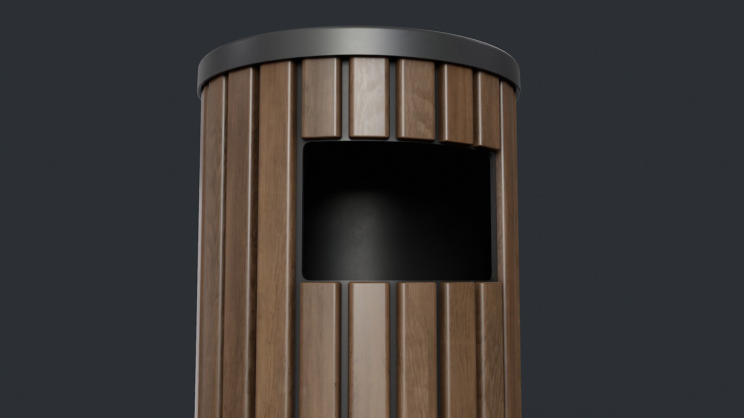 Street Trash Can 41 PBR Game Ready  Low-poly 3D model_15