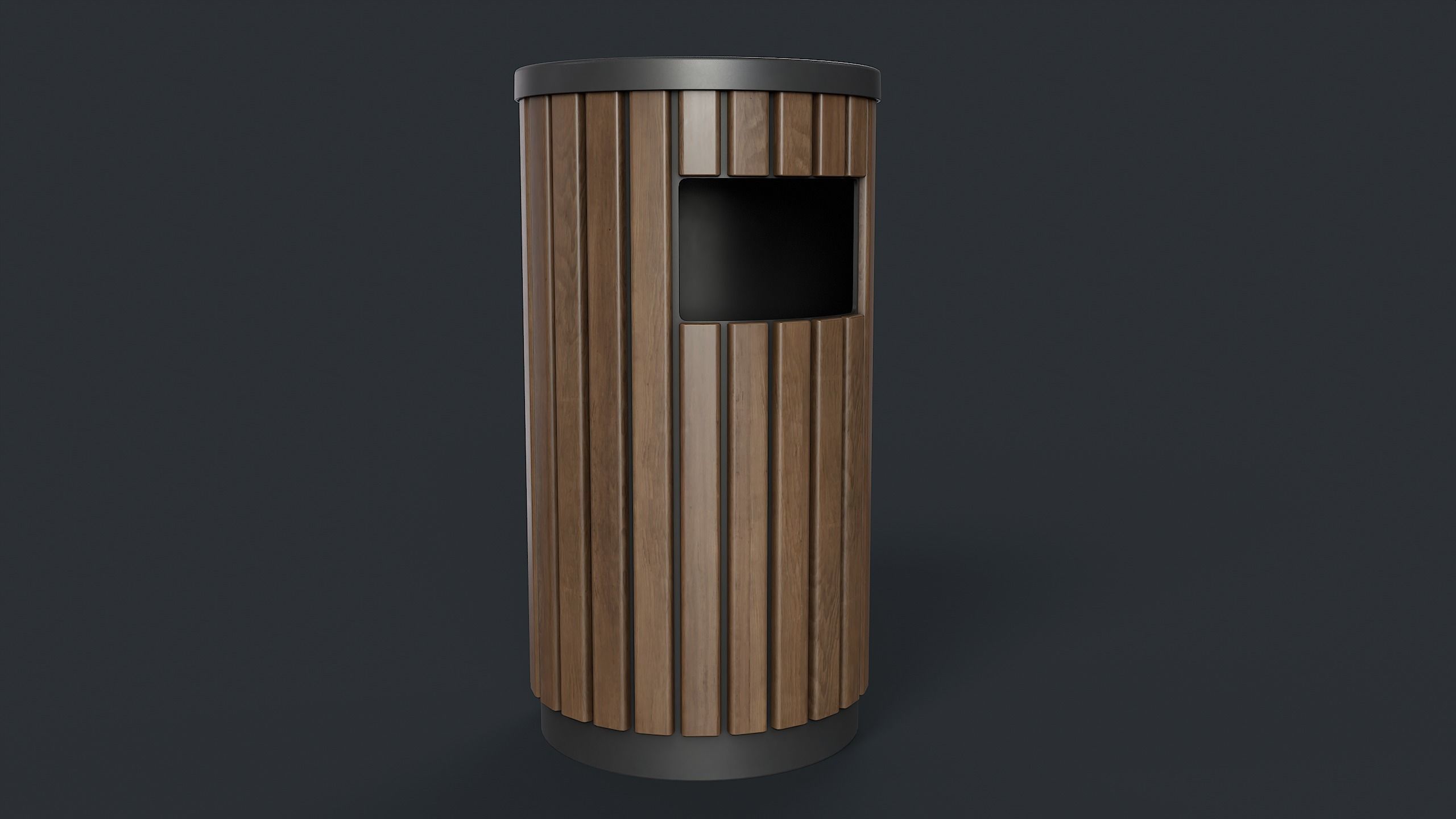 Street Trash Can 41 PBR Game Ready  Low-poly 3D model_13