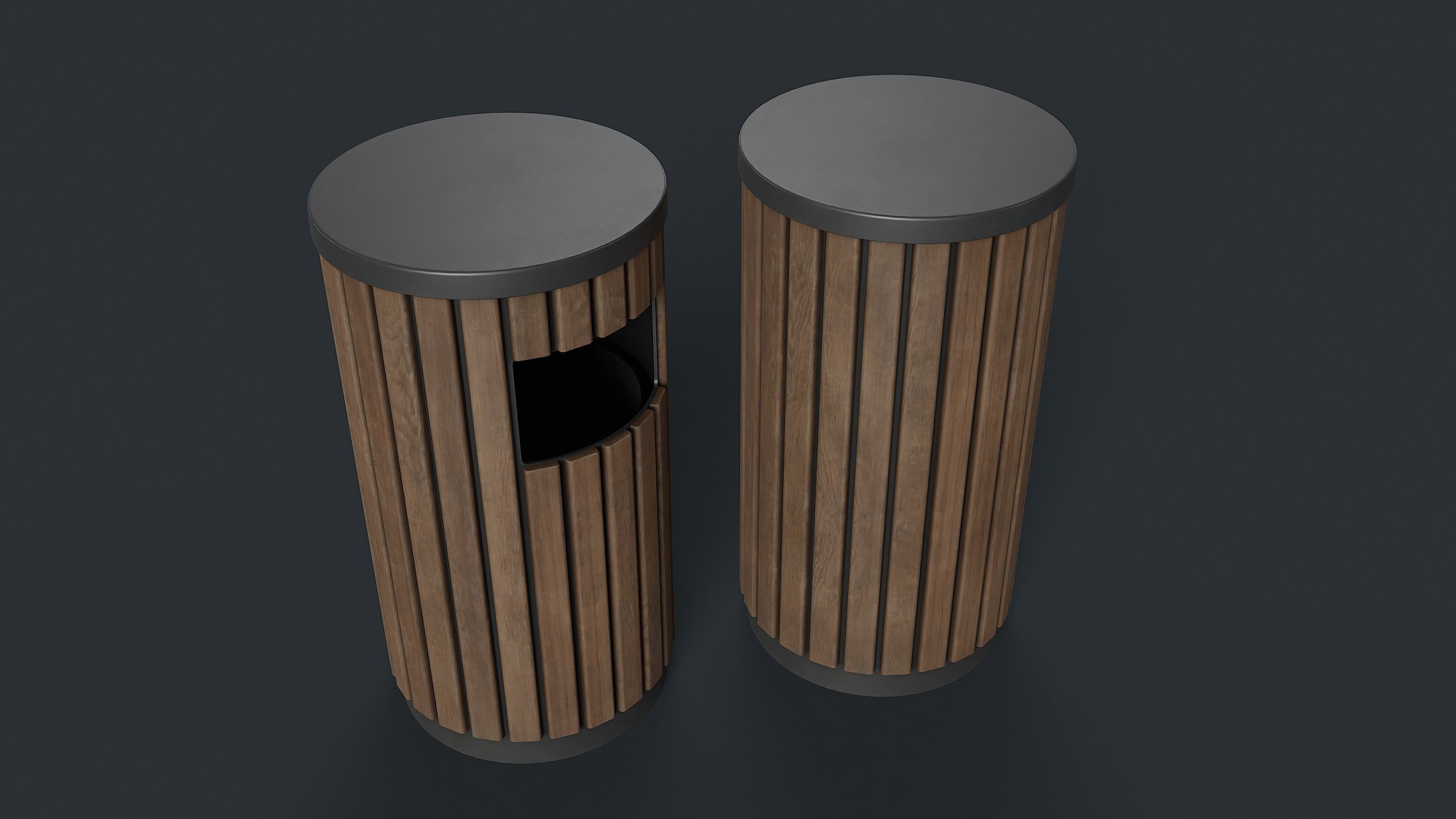Street Trash Can 41 PBR Game Ready  Low-poly 3D model_3