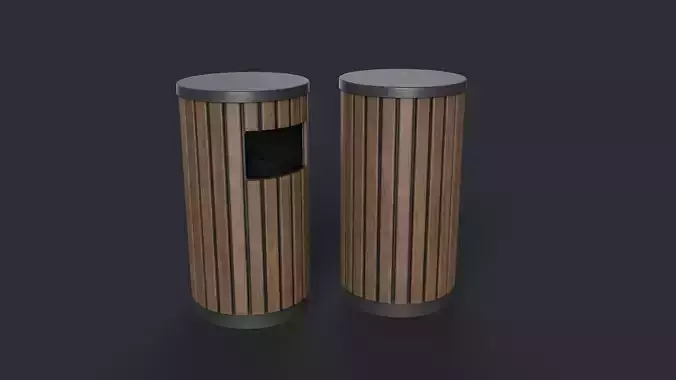 Street Trash Can 41 PBR Game Ready  Low-poly 3D model