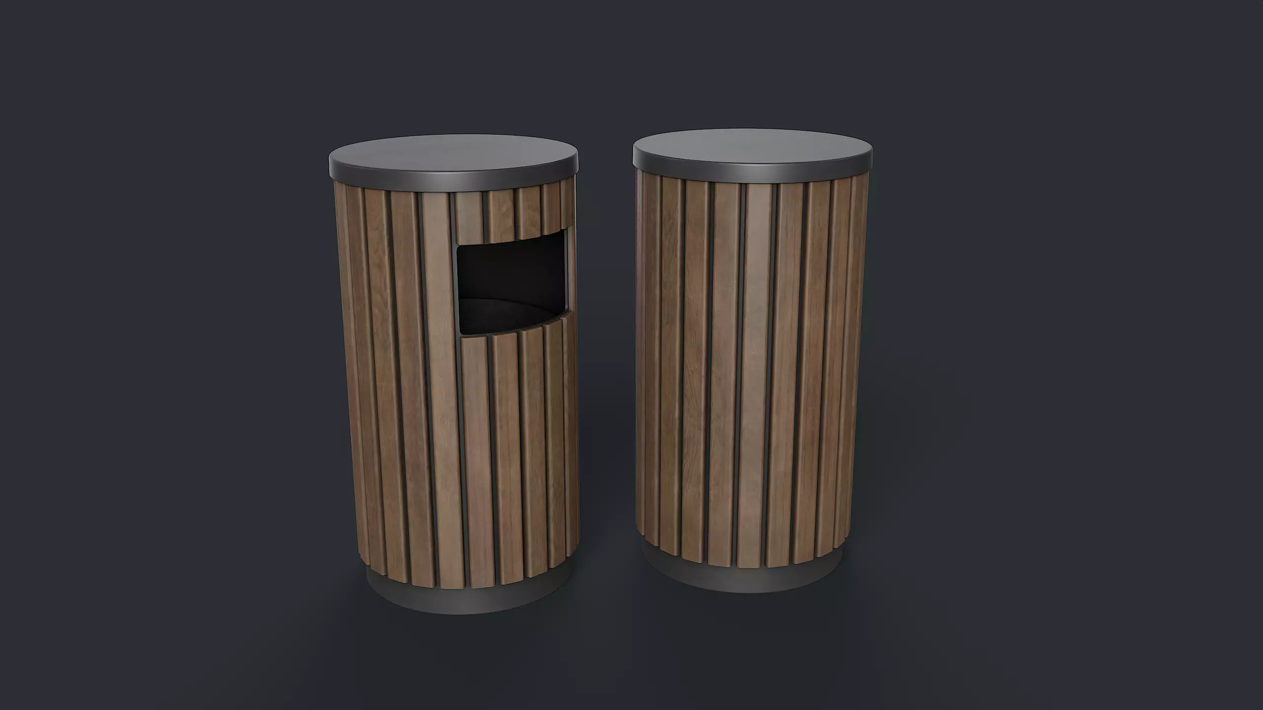 Street Trash Can 41 PBR Game Ready  Low-poly 3D model_0