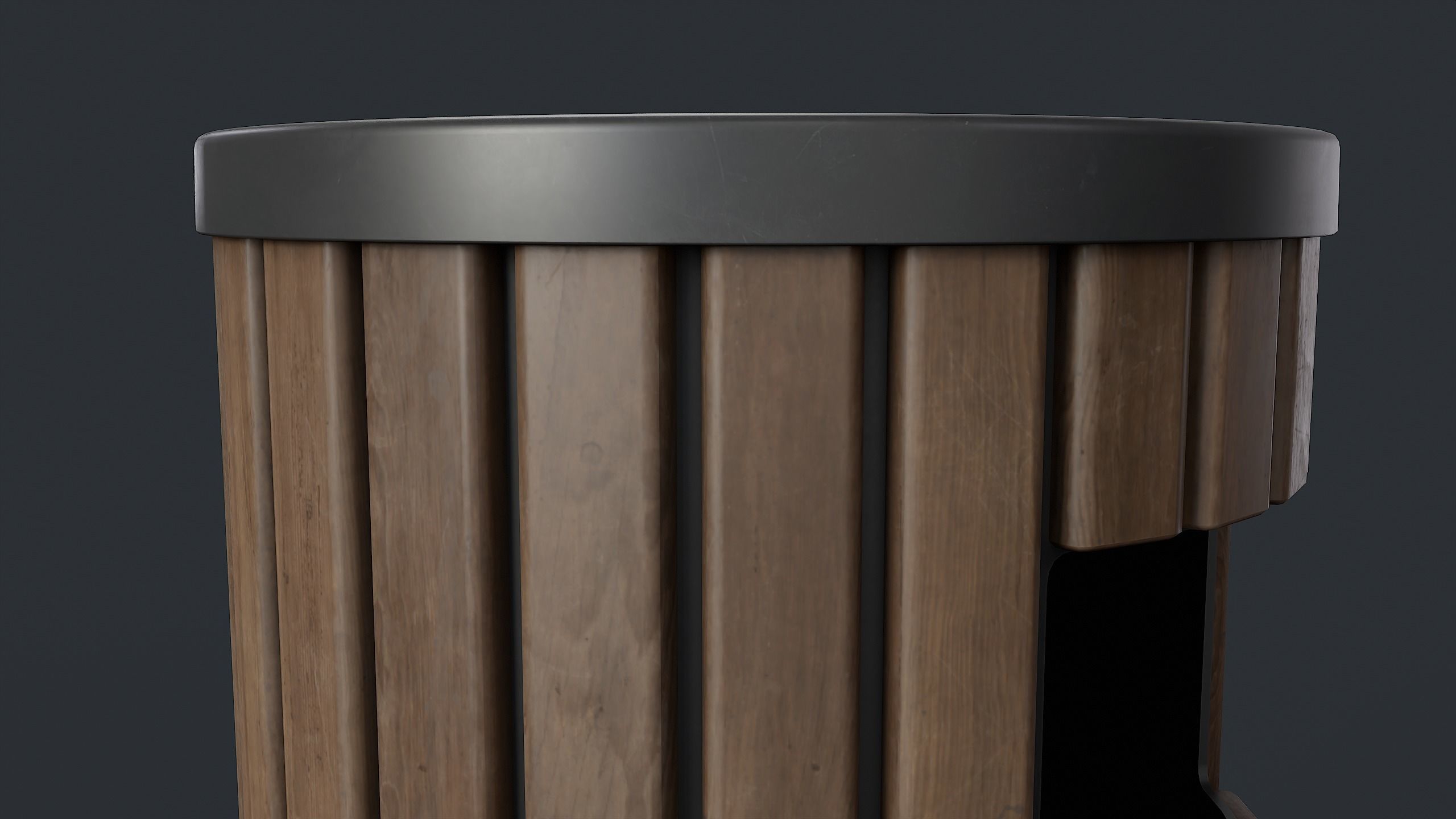 Street Trash Can 41 PBR Game Ready  Low-poly 3D model_10