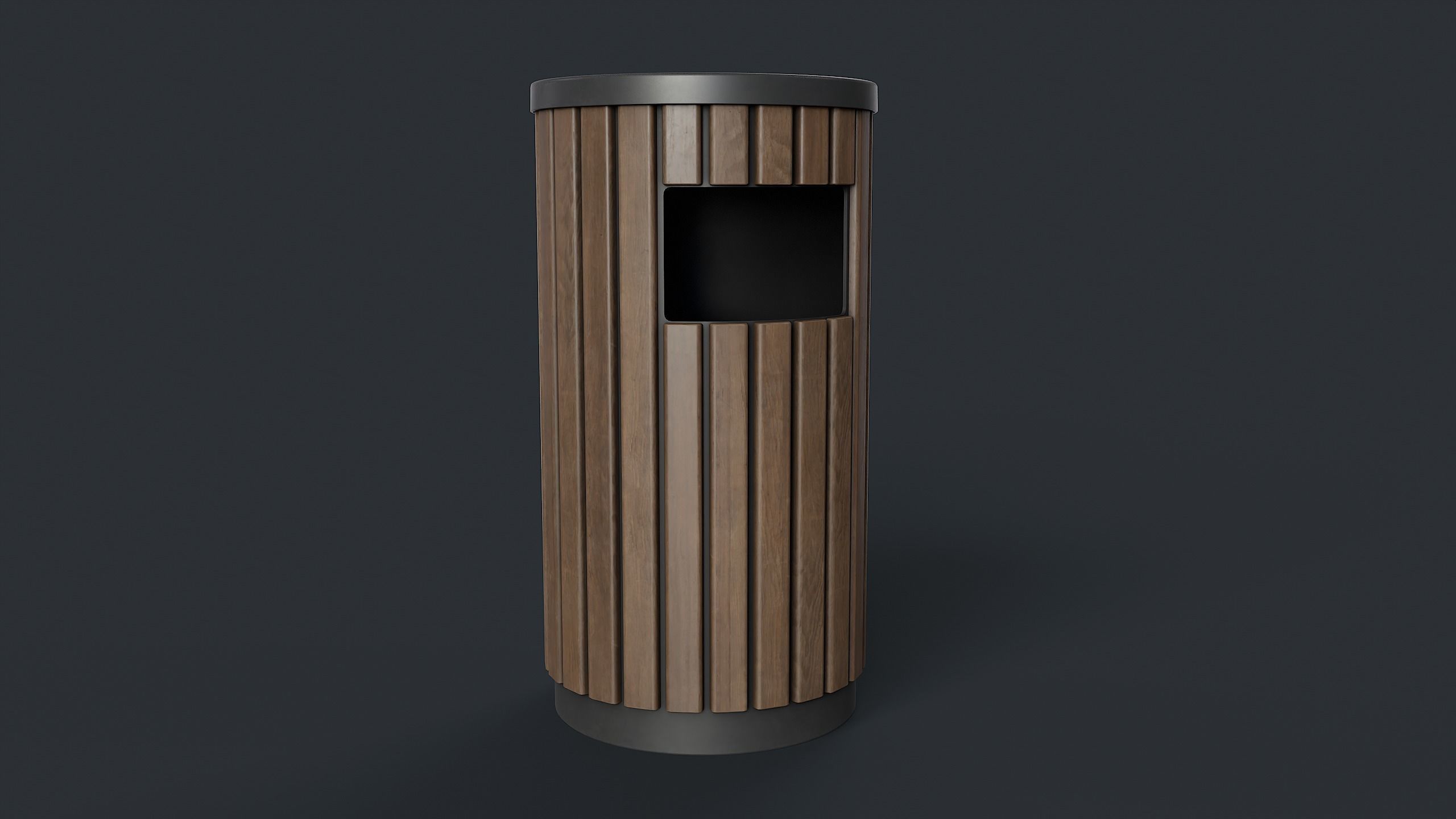 Street Trash Can 41 PBR Game Ready  Low-poly 3D model_4