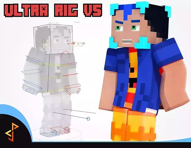 Minecraft Ultra Rig v5 Low-poly 3D model