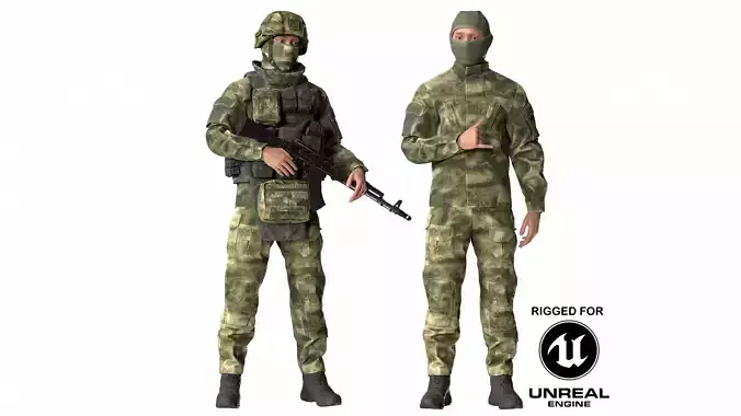 Russian Soldier PMC Character Low-poly 3D model