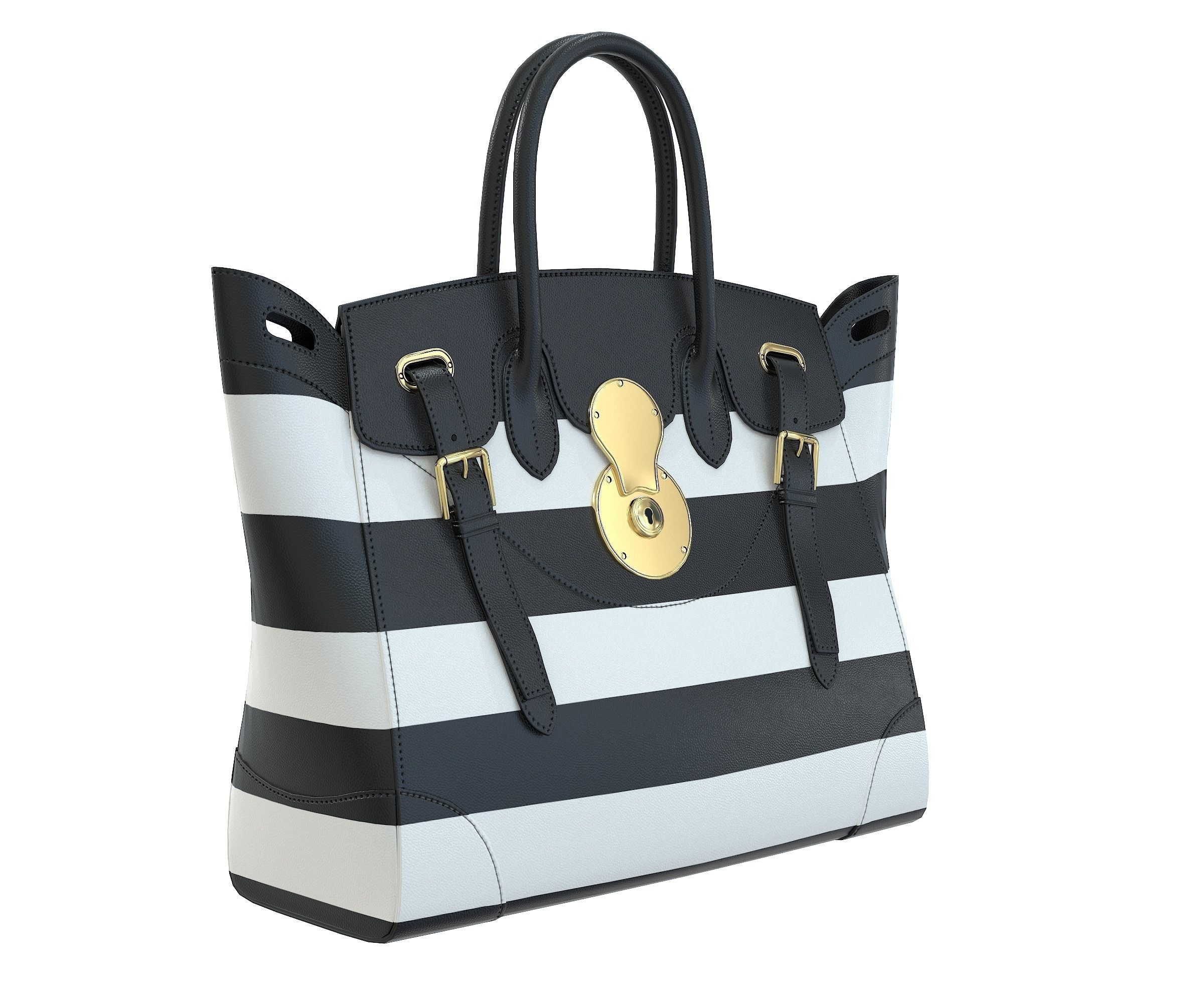 Ralph Lauren Ricky Bag Black White Strip Low-poly 3D model_1