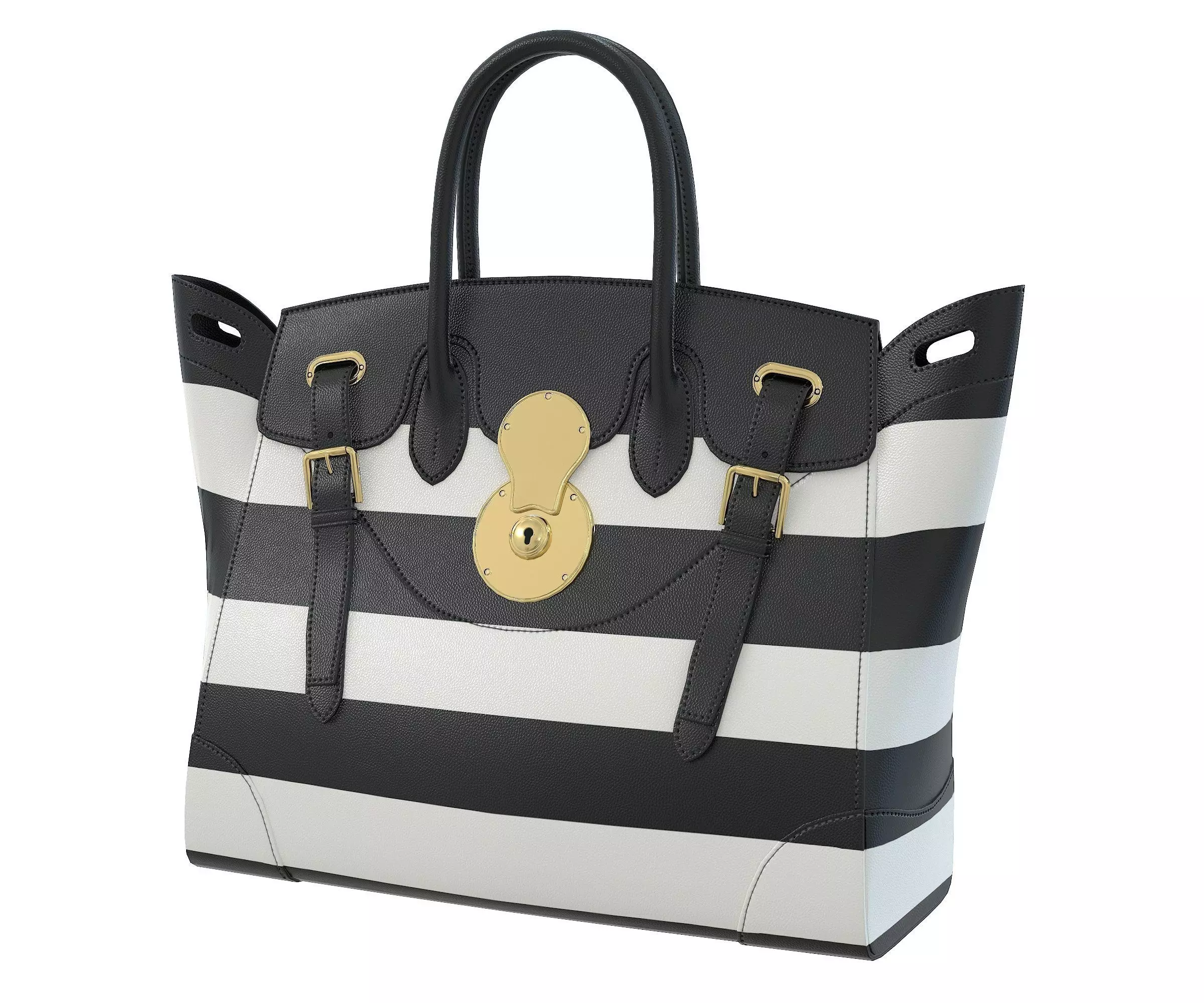 Ralph Lauren Ricky Bag Black White Strip Low-poly 3D model_0