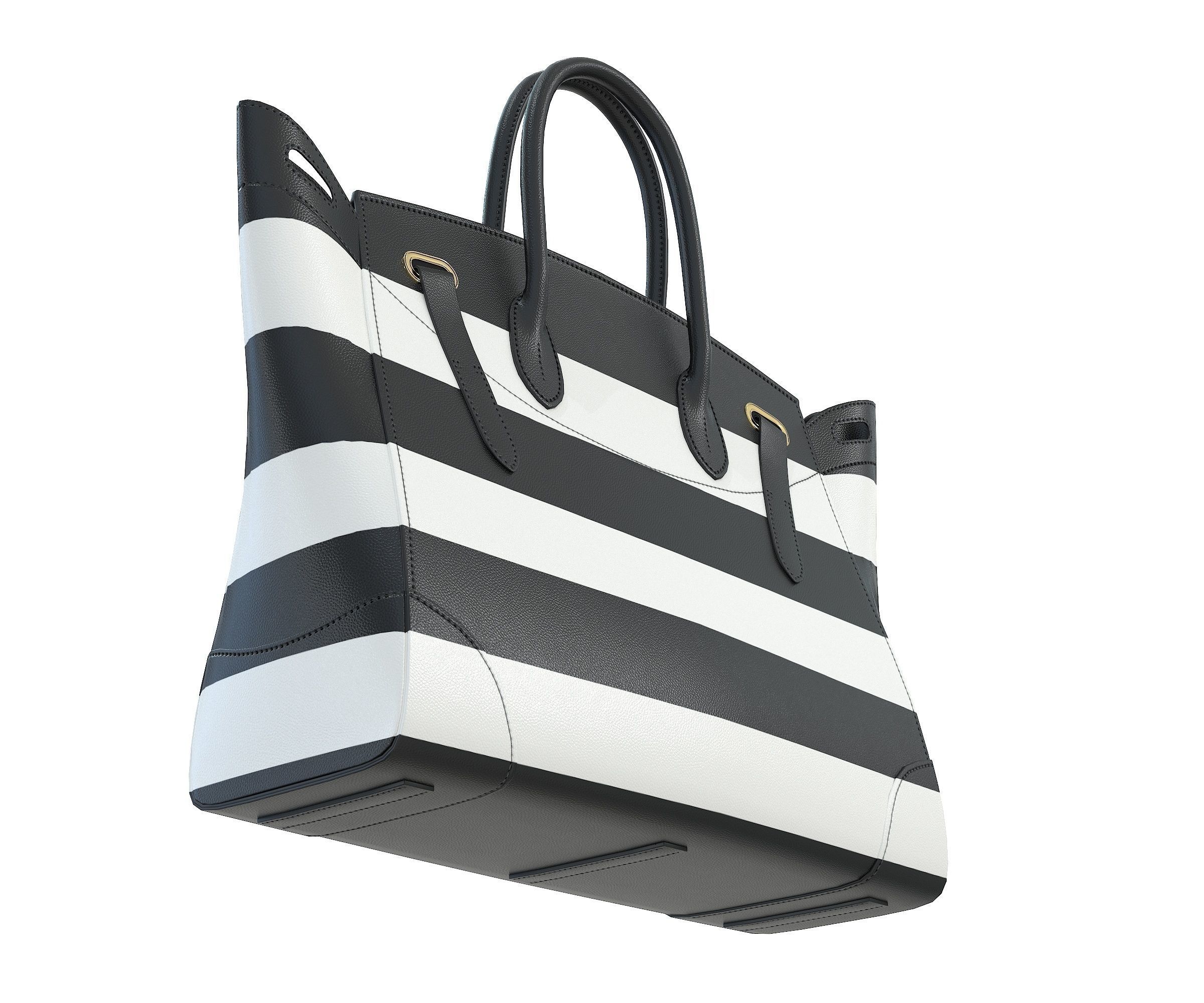 Ralph Lauren Ricky Bag Black White Strip Low-poly 3D model_3
