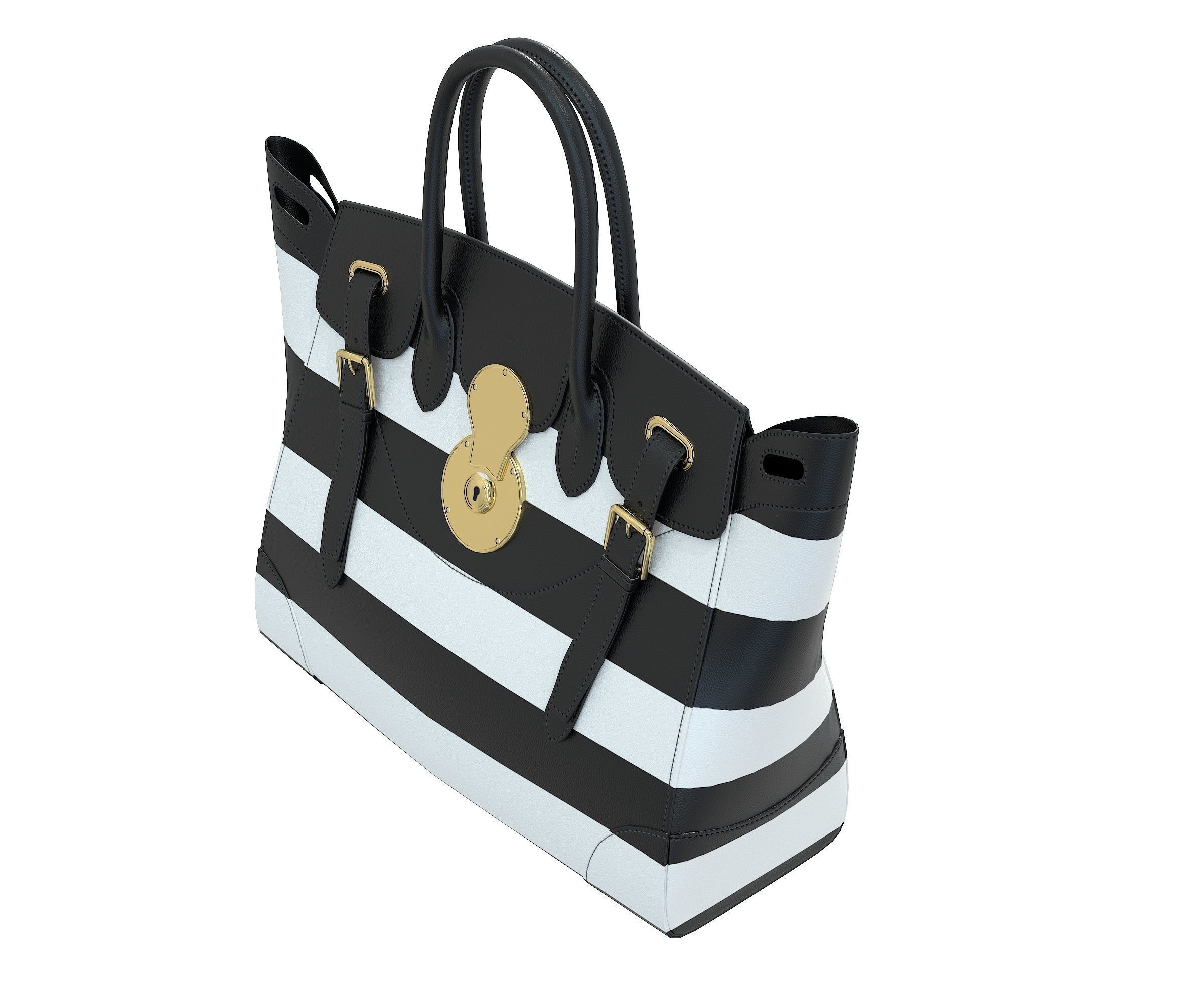 Ralph Lauren Ricky Bag Black White Strip Low-poly 3D model_4